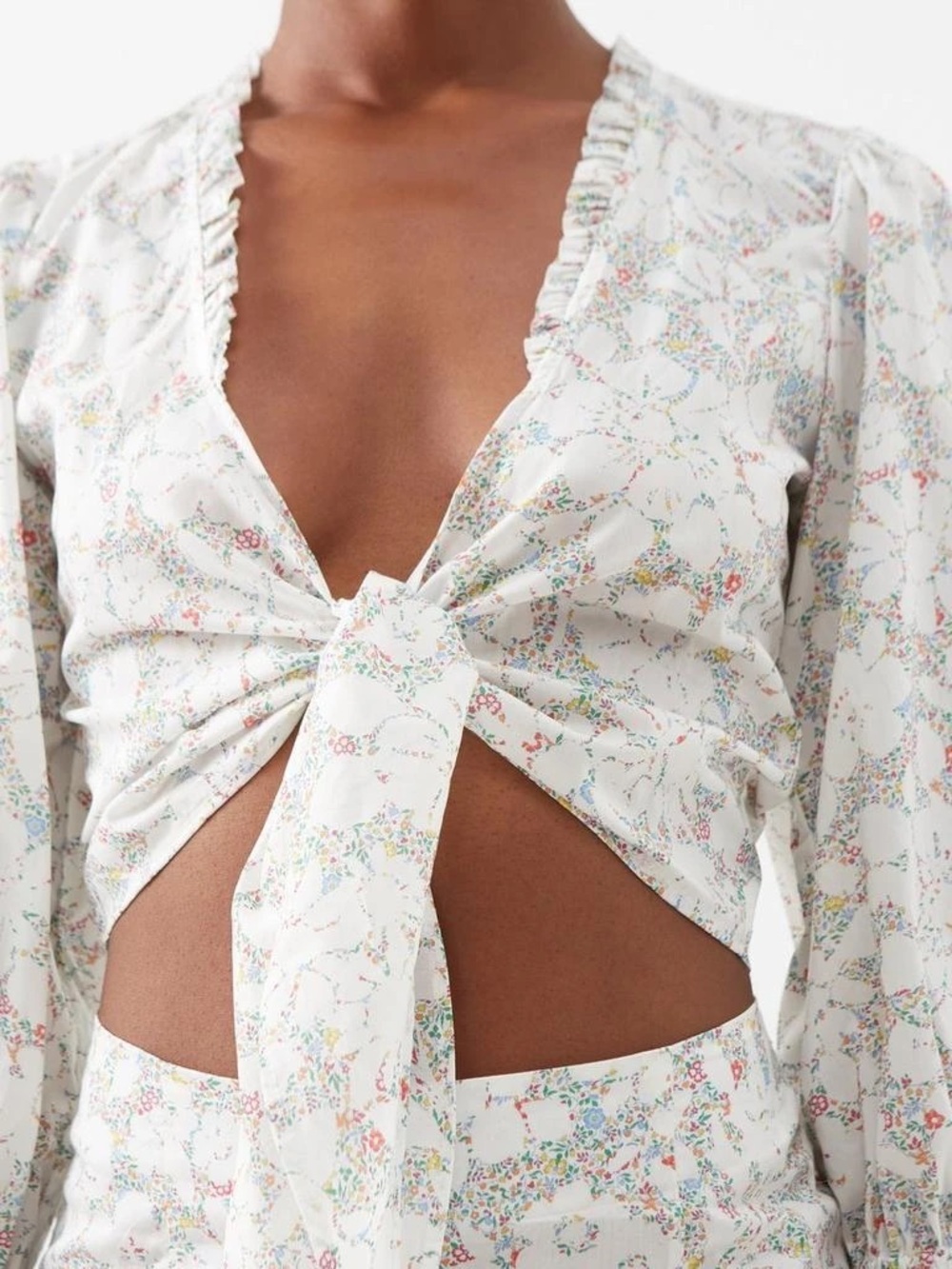 Loup Charmant Tie-Front Crop Top